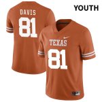 Texas Longhorns Youth #81 Juan Davis Authentic Orange NIL 2022 College Football Jersey LOJ65P8T